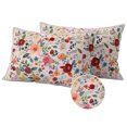 thumbnail image 1 of Pink Flowers Outdoor Pillow Covers 20x12 Set of 2,Waterproof Patio Throw Pillowcase Protectors,Spring Farmhouse Floral Leaves Vintage Lumbar Decorative Pillow Shams Cushion Covers for Seat Bed Couch, 1 of 8