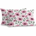 thumbnail image 1 of Pink Flowers Outdoor Pillow Covers Pack of 2 Poppy Watercolor Country Botanical Farmhouse Waterproof Throw Pillow Covers Decorative Cushion Cases for Patio Garden Tent Balcony Couch 20x12 inch, 1 of 8