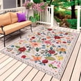 thumbnail image 1 of Pink Flowers Outdoor Rug 4x6 Ft, Non Slip Washable Area Rug, Spring Farmhouse Floral Leaves Vintage Patio Rugs Carpet Runner, Large Floor Mat for Indoor/Outdoor Deck Porch Camping, 1 of 8