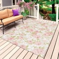 thumbnail image 1 of Pink Flowers Outdoor Rug for Patio/Deck/Porch, Non-Slip Large Area Rug 4 x 6 Ft, Country Botanical Floral Leaves Romantic Indoor Outdoor Rugs Washable Area Rugs, Reversible Camping Rug Carpet Runner, 1 of 8