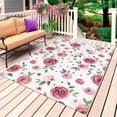 thumbnail image 1 of Pink Flowers Outdoor Rug for Patio/Deck/Porch, Non-Slip Large Area Rug 5 x 8 Ft, Simple Romantic Botanical Floral Leaves Indoor Outdoor Rugs Washable Area Rugs, Reversible Camping Rug Carpet Runner, 1 of 8