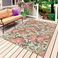 thumbnail image 1 of Pink Flowers Outdoor Rug for Patio/Deck/Porch, Non-Slip Large Area Rug 6 x 9 Ft, Romantic Botanical Floral Leaves Plants Indoor Outdoor Rugs Washable Area Rugs, Reversible Camping Rug Carpet Runner, 1 of 8