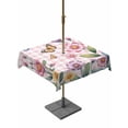 thumbnail image 1 of Pink Flowers Outdoor Tablecloth - 60x60 Inch Square Dining Table Cover, Spring Floral Butterfly Leaves Plants Rustic Plaid Waterproof Outdoor Table Cloth with Umbrella Hole & Zipper for Picnic/Patio, 1 of 7