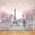 thumbnail image 1 of Pink Flowers Paris Backdrop Paris Themed Party Decorations,Pink Black Eiffel Tower Backdrops French Landscape Photography Background for Women Girls Paris Birthday Banner Room Wall Decor, 1 of 3