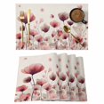 thumbnail image 1 of Pink Flowers Placemats Set of 12, Spring Watercolor Botanical Floral Beige Placemats for Dining Table, Place Mats for Kitchen Tabletop, Waterproof Wipeable Dining Table Mats Set, 1 of 9