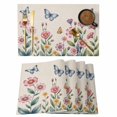 thumbnail image 1 of Pink Flowers Placemats Set of 4 Spring Floral Butterfly Leaves Plants Retro Beige Place Mats Indoor Wipeable Table Mats Washable Dining Table Placemats for Kitchen Holiday Party Home Decor 13x19 Inch, 1 of 9