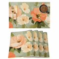 thumbnail image 1 of Pink Flowers Placemats Set of 6 Pastoral Botanical Retro Oil Painting Place Mats Indoor Wipeable Table Mats Washable Cloth Dining Table Placemats for Kitchen Holiday Party Home Decor 13x19 Inch, 1 of 9
