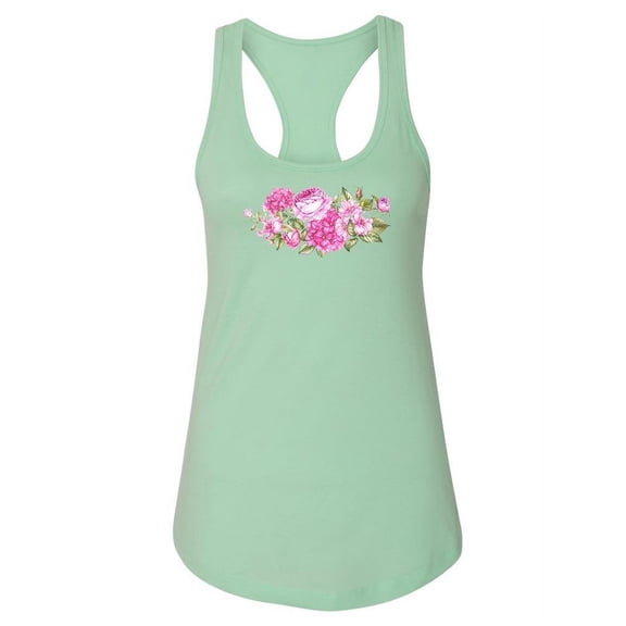 Pink Flowers Racerback Tank Women -Image by Shutterstock, Female Large