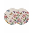 thumbnail image 1 of Pink Flowers Round 13 Inch Placemats Set of 2, Spring Floral Butterfly Leaves Plants Retro Beige HeatResistant Non Slip Place Mats for Dining Table, Wipeable Kitchen Table Mats for Housewarming, 1 of 9