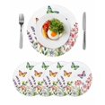 thumbnail image 1 of Pink Flowers Round 13 Inch Placemats Set of 4, Spring Floral Butterfly Elegant Pastoral HeatResistant Non Slip Place Mats for Dining Table, Wipeable Braided Kitchen Table Mats for Housewarming, 1 of 9
