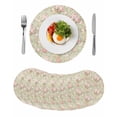 thumbnail image 1 of Pink Flowers Round 13 Inch Placemats Set of 8, Green Country Botanical Floral Leaves HeatResistant Non Slip Place Mats for Dining Table, Wipeable Braided Kitchen Table Mats for Housewarming, 1 of 9