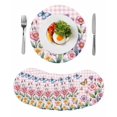 thumbnail image 1 of Pink Flowers Round 13 Inch Placemats Set of 8, Spring Floral Butterfly Leaves Plants Rustic Plaid HeatResistant Non Slip Place Mats for Dining Table, Wipeable Kitchen Table Mats for Housewarming, 1 of 9
