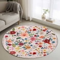 thumbnail image 1 of Pink Flowers Round Rug 4ft Washable Circle Entryway Rugs Non Slip Spring Farmhouse Floral Leaves Vintage Area Rug Indoor Floor Carpet for Bedroom Kitchen Living Room Home Office Dining Room Nursery, 1 of 8