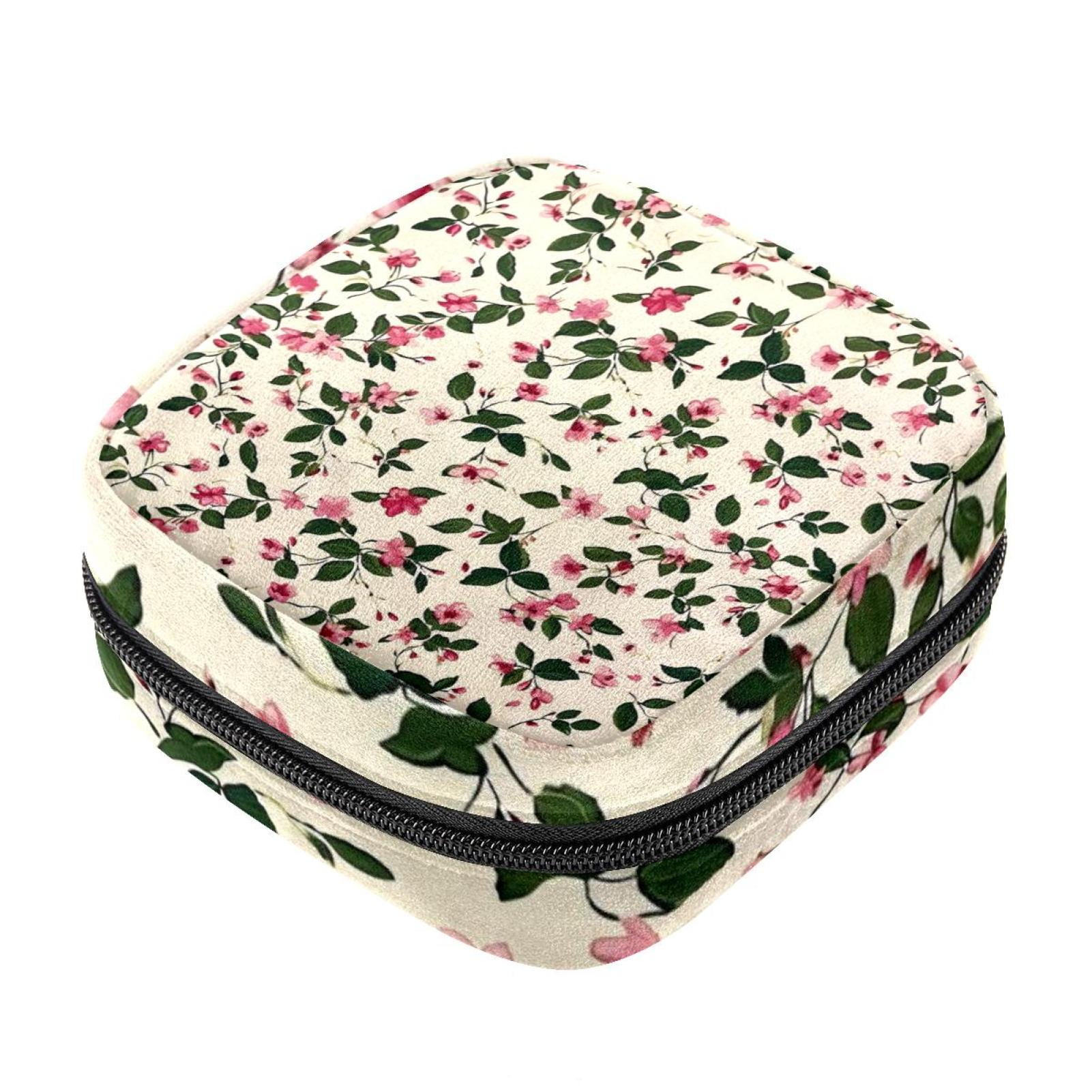 Pink Flowers Sanitary Napkin Storage Bag Portable Period Kit Bag Pad ...