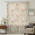 thumbnail image 1 of Pink Flowers Sheer Curtains 45 Inches Long, Green Country Botanical Floral Leaves Light Filering Curtains, Breathable Simi Curtain Privacy Drapes for Kitchen Bathroom Small Window Treatment, 1 of 9