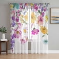 thumbnail image 1 of Pink Flowers Sheer Curtains 72 Inch Length 2 Panels Set Window Treatments, Spring Floral Elegant Pastoral Watercolor Rod Pocket Semi Curtains for Living Room/Bedroom/Kitchen Décor, 104"W x 72"L, 1 of 7