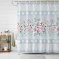 thumbnail image 1 of Pink Flowers Shower Curtains for Bathroom, Blue Country Botanical Floral Stripes Waterproof Fabric Shower Curtain, Decorative Bathroom Curtain for Bathtub, 72"x84", No Hooks Included, 1 of 9