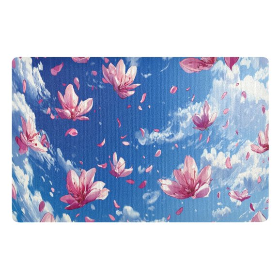 Pink Flowers Sky Pattern Floor Door Mat Outdoor Indoor for Home Entrance Welcome Mats 32"x20"