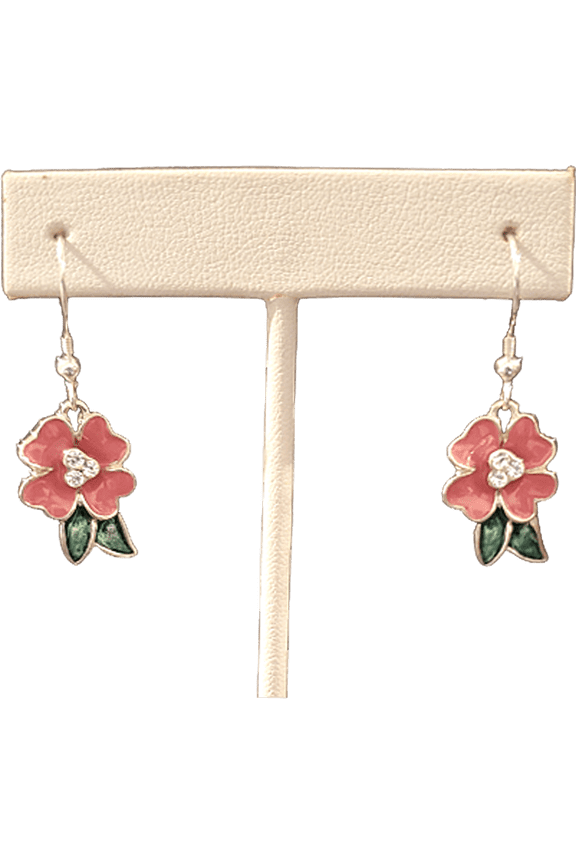 Pink Flowers Swarovski Rhinestone Earrings