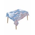 thumbnail image 1 of Pink Flowers Table Cloth 52x70 Inch Rectangle, with Blue Sky and White Clouds Waterproof Tablecloth Washable Table Cover for Party Picnic Dinner Decor, 1 of 9
