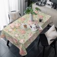thumbnail image 1 of Pink Flowers Table Cloth Waterproof Tablecloths, Green Country Botanical Floral Leaves Tablecloth Dining Table Cover for Kitchen Party Tabletop Outdoor, Rectangle Tablecloth 54x108 Inch, 1 of 9