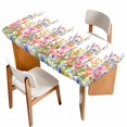 thumbnail image 1 of Pink Flowers Table Cloths for 3 Foot Rectangle Tables, Spring Floral Daisy Farmhouse Pastoral Botanical Patio Waterproof Elastic Fitted Tablecloths, Washable Rectangular Table Cover for Camping, 1 of 8