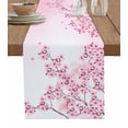 thumbnail image 1 of Pink Flowers Table Runner Cotton Linen 60 Inch Holiday Dresser Scarves, Spring Botanical Floral Branches Gradient Tablerunner for Kitchen Coffee Dining Bedroom Dinner Scarf Décor 13''x60'', 1 of 9
