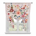 thumbnail image 1 of Pink Flowers Tie Up Curtains for Windows, Adjustable Balloon Window Shades, Spring Farmhouse Floral Leaves Vintage Kitchen Window Treatments Adjustable Roll Up Curtain for Basement/Nursery 52"x45", 1 of 8