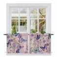 thumbnail image 1 of Pink Flowers Tier Curtains 36 Inch Length, Spring Floral Purple Butterflies Farmhouse Cafe Short Curtains for Bathroom Over Sink, Small Kitchen Curtain Light Filtering Drapes 2 Panels 27.5"Wx36"L, 1 of 8