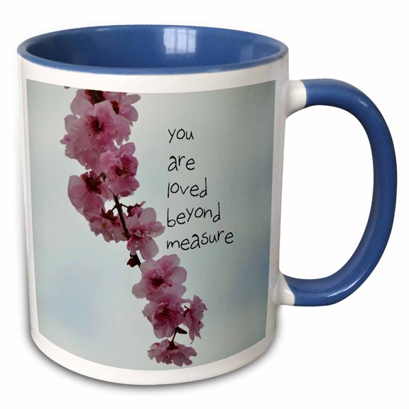 3drose, Pink Flowers Vine - You Are Loved - Inspirational - Photography, 11oz Two-tone Blue Mug