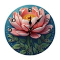 thumbnail image 1 of Pink Flowers Wall Clock 10 Inch Silent Non Ticking Round Wooden Clock Decoration for Living Room Kitchen Bedroom Bathroom Office Classroom, 1 of 8