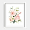 thumbnail image 1 of Pink Flowers, Watercolor Flowers, Pink Roses, Greenery, Girl Nursery - Illustration Watercolor Floral Flowers Botanical Garden Pastel Black Framed Wall Art Print 18 x 24 inches, 1 of 4