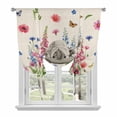thumbnail image 1 of Pink Flowers Yak Balloon Curtains for Living Room/French Door, Spring Floral Butterflies Rustic Tie Up Curtains 63 Inch Length Energy Saving Kitchen Curtains Shades for Windows 42"x63", 1 of 8
