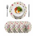 thumbnail image 1 of Pink Flowers Yak Round 13 Inch Placemats Set of 4, Spring Floral Butterflies Rustic HeatResistant Non Slip Place Mats for Dining Table, Wipeable Braided Kitchen Table Mats for Housewarming, 1 of 9