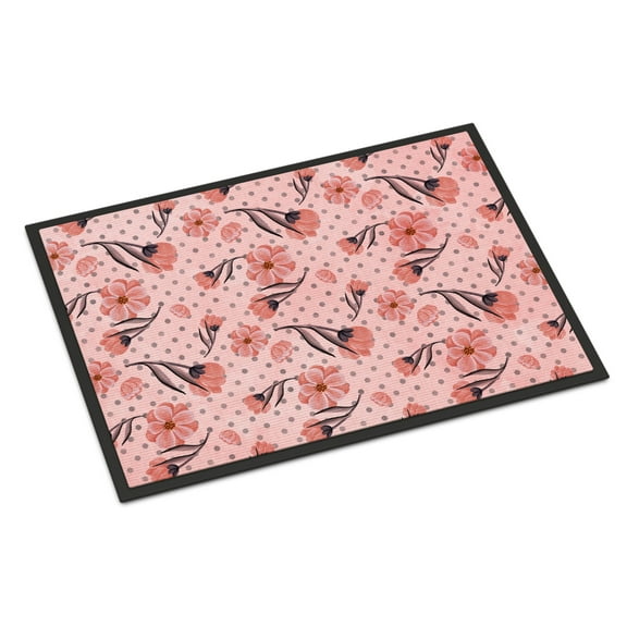 Pink Flowers and Polka Dots Doormat 18x27