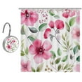 thumbnail image 1 of Pink Flowers with Leaves Shower Curtain for Bathroom, 1 of 6