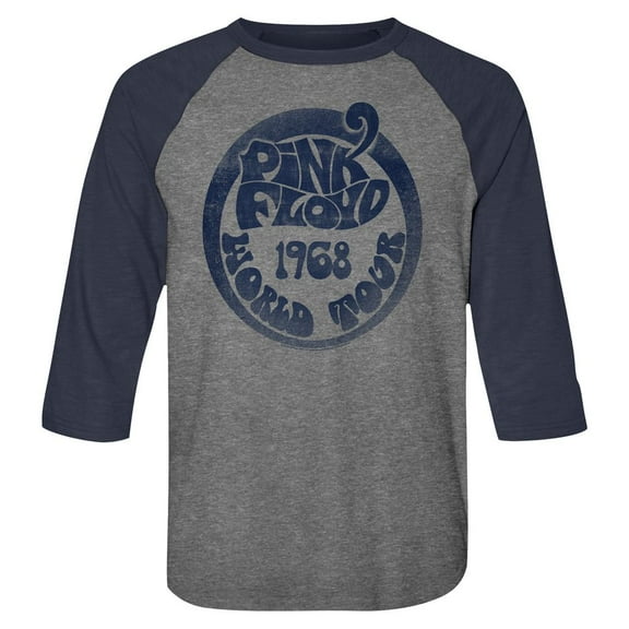 Pink Floyd 1968 World Tour Premium Heather/Vintage Navy Adult Raglan Baseball T-Shirt