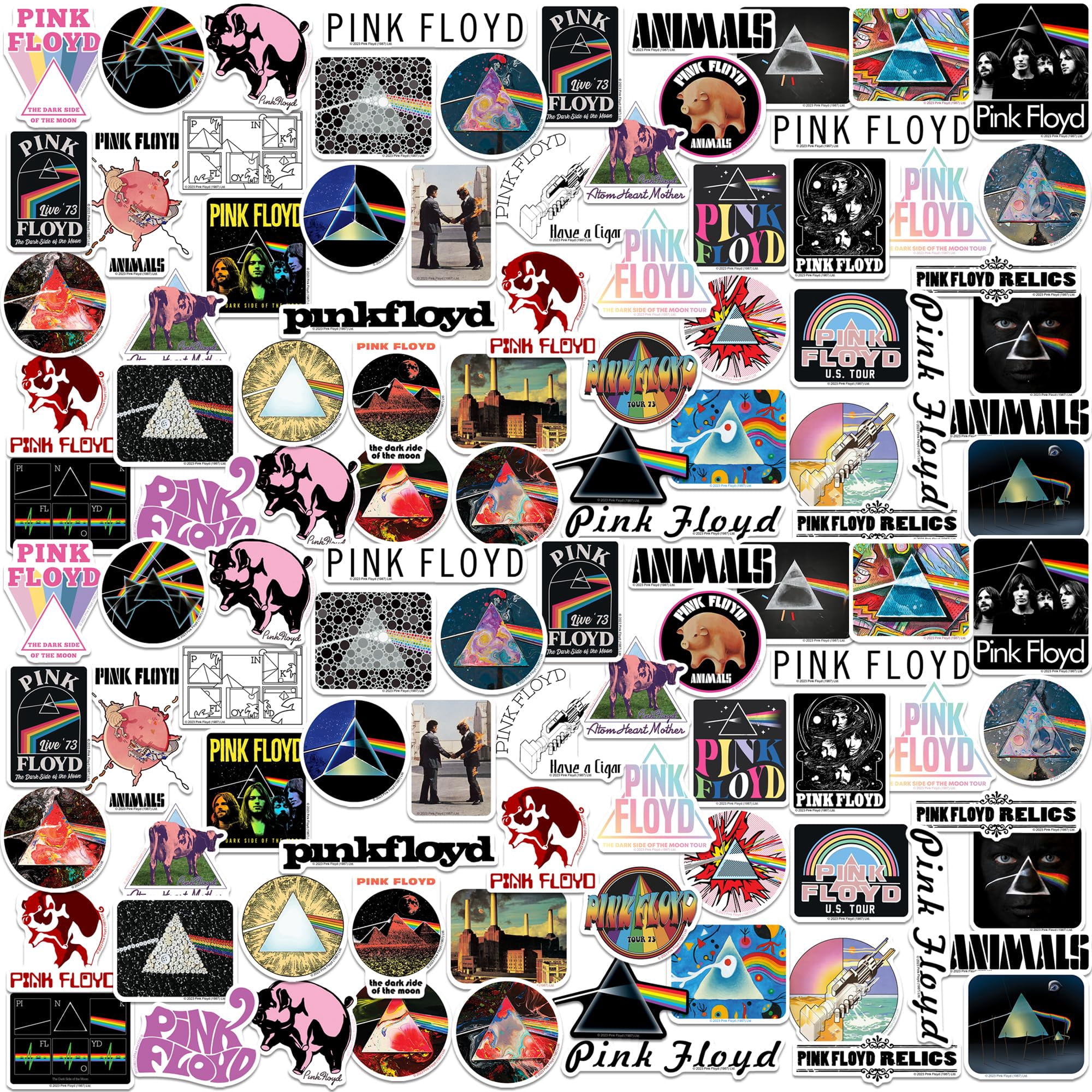 Pink Floyd 200ct Vinyl Large Deluxe Stickers Variety Pack - Laptop, Water Bottle, Scrapbooking, Tablet, Skateboard, Indoor/Outdoor