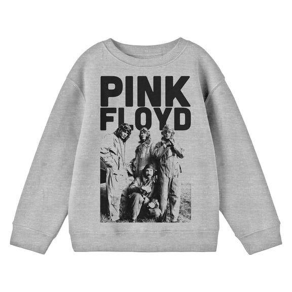 Pink Floyd Band Threshold Photo Crew Neck Long Sleeve Athletic Heather Boy's Sweatshirt-Small