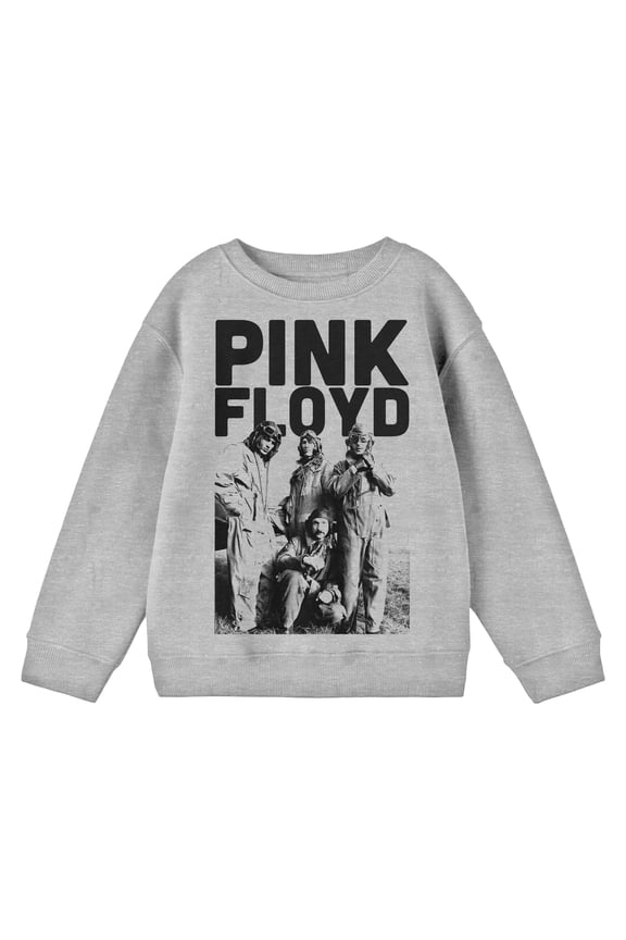 Pink Floyd Band Threshold Photo Crew Neck Long Sleeve Athletic Heather Boy's Sweatshirt-XL