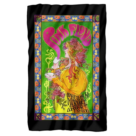 Pink Floyd Blanket, 36"x58", 1966 Marquee London Poster, Fleece Blanket