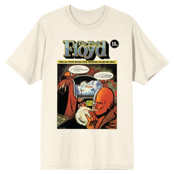 Pink Floyd Comic Crew Neck Short Sleeve Natural Men's T-shirt-Medium