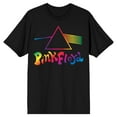 thumbnail image 1 of Pink Floyd Dark Side Artwork With Rainbow Letters Crew Neck Short Sleeve Men's Black T-shirt-XS, 1 of 4