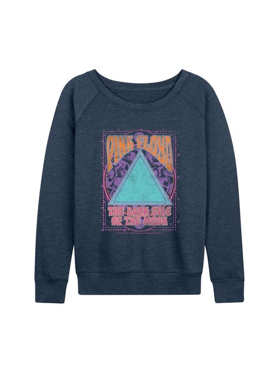 - Dark Side of The Moon Pink Floyd Women's Lightweight French Terry Wide Neck Long Sleeve Graphic Shirt