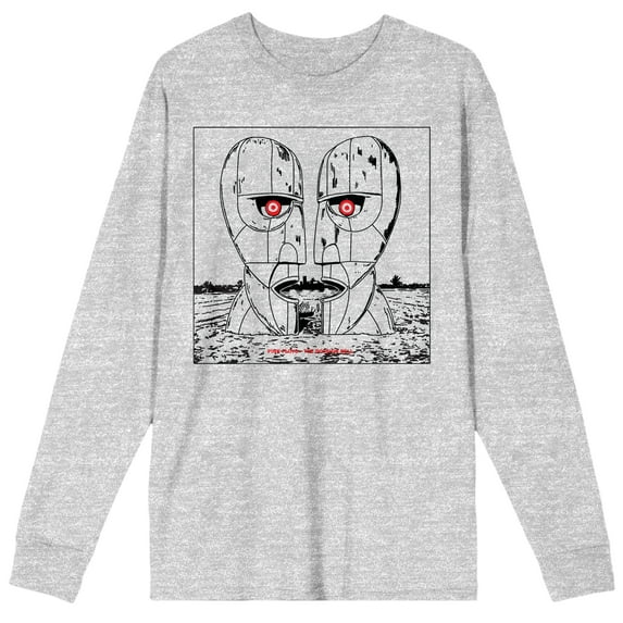Pink Floyd Division Bell Drawing Crew Neck Long Sleeve Athletic Heather Men's Tee-XL
