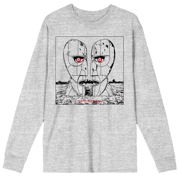 Pink Floyd Division Bell Drawing Crew Neck Long Sleeve Athletic Heather Men's Tee-XXL