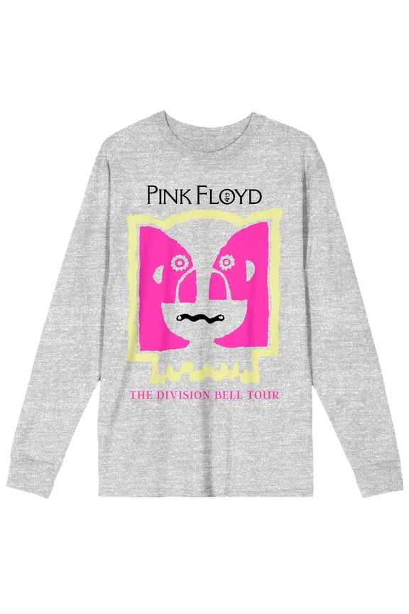 Pink Floyd Division Bell World Tour 94 Crew Neck Long Sleeve Athletic Heather Men's Tee-Large