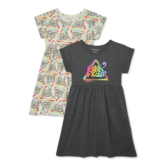 Pink Floyd Girls’ Play Dress with Short Sleeves, 2-Pack, Sizes 4-16