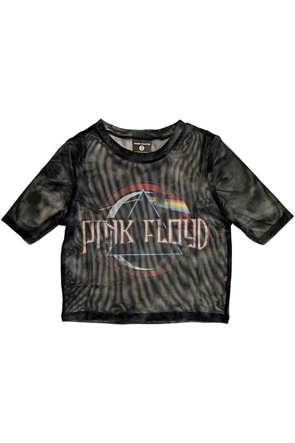 Pink Floyd Ladies Crop Top: Vintage Dark Side of the Moon Seal (Mesh) (Medium)