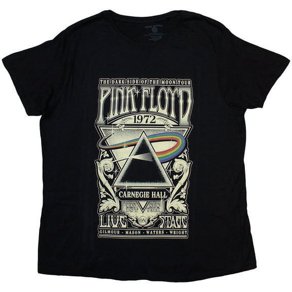 Pink Floyd Ladies T-Shirt: Carnegie Hall Poster (Large)